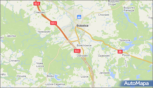 mapa Bolechowice gmina Bobolice, Bolechowice gmina Bobolice na mapie Targeo