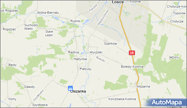 mapa Bolesty gmina Olszanka, Bolesty gmina Olszanka na mapie Targeo