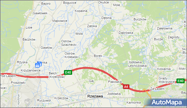 mapa Borek gmina Rzezawa, Borek gmina Rzezawa na mapie Targeo