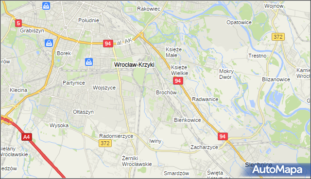mapa Brochów gmina Wrocław, Brochów gmina Wrocław na mapie Targeo