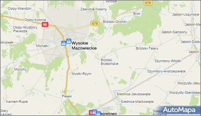 mapa Brzóski Brzezińskie, Brzóski Brzezińskie na mapie Targeo
