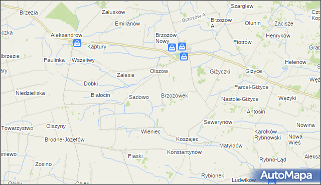 mapa Brzozówek, Brzozówek na mapie Targeo