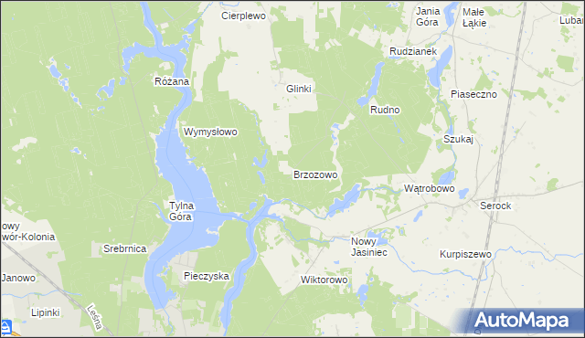 mapa Brzozowo gmina Koronowo, Brzozowo gmina Koronowo na mapie Targeo