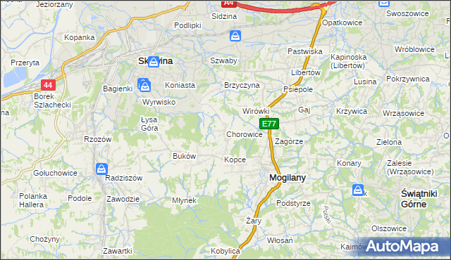 mapa Chorowice, Chorowice na mapie Targeo