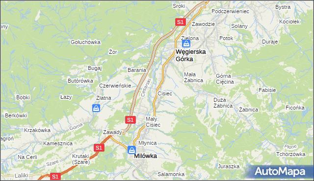 mapa Cisiec, Cisiec na mapie Targeo