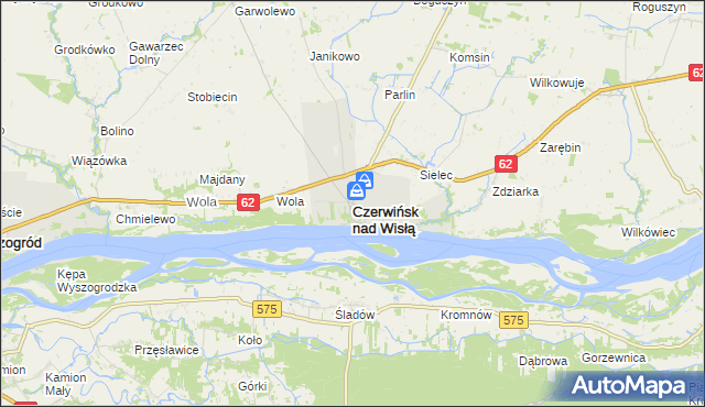 mapa Czerwińsk nad Wisłą, Czerwińsk nad Wisłą na mapie Targeo