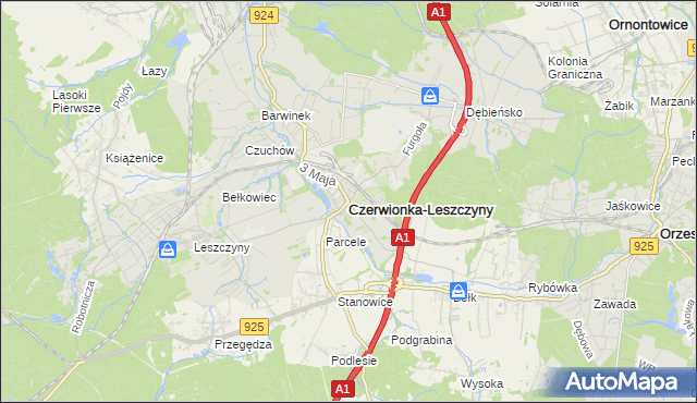 mapa Czerwionka-Leszczyny, Czerwionka-Leszczyny na mapie Targeo