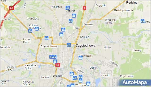 mapa Częstochowy, Częstochowa na mapie Targeo