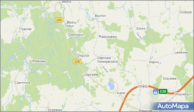 mapa Dąbrowa Nowogardzka, Dąbrowa Nowogardzka na mapie Targeo