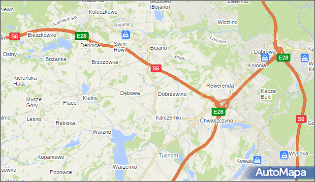 mapa Dobrzewino, Dobrzewino na mapie Targeo