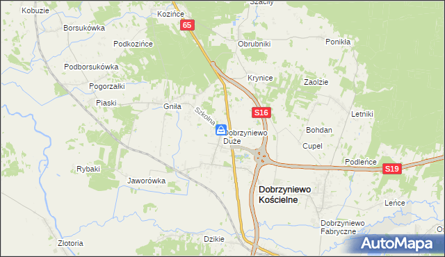 mapa Dobrzyniewo Duże, Dobrzyniewo Duże na mapie Targeo