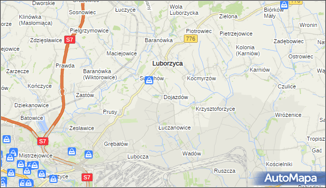 mapa Dojazdów, Dojazdów na mapie Targeo
