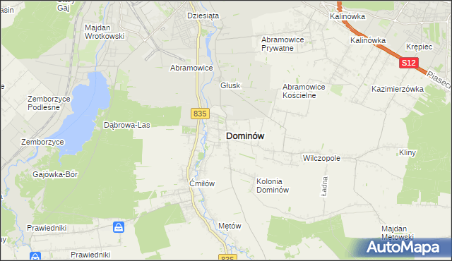 mapa Dominów gmina Głusk, Dominów gmina Głusk na mapie Targeo