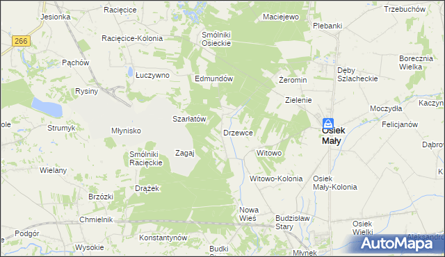 mapa Drzewce gmina Osiek Mały, Drzewce gmina Osiek Mały na mapie Targeo