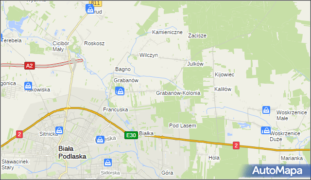 mapa Grabanów-Kolonia, Grabanów-Kolonia na mapie Targeo