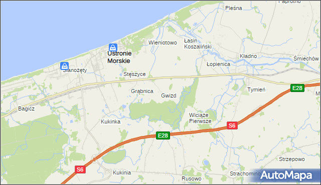 mapa Gwizd, Gwizd na mapie Targeo