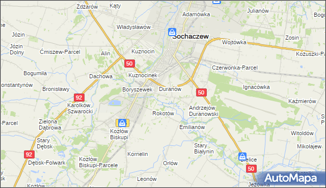 mapa Janówek Duranowski, Janówek Duranowski na mapie Targeo