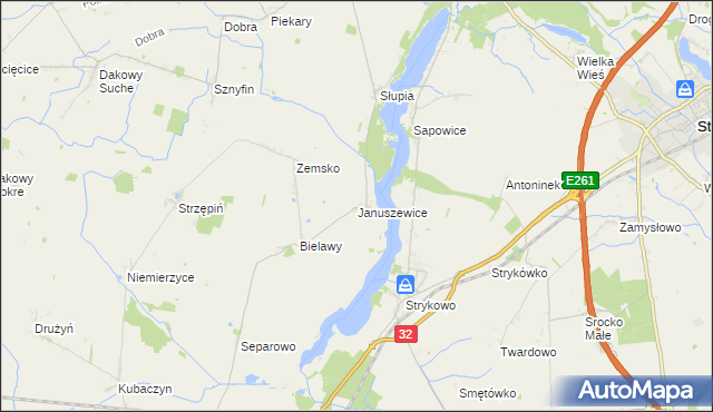mapa Januszewice gmina Granowo, Januszewice gmina Granowo na mapie Targeo