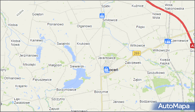 mapa Jarantowice gmina Choceń, Jarantowice gmina Choceń na mapie Targeo