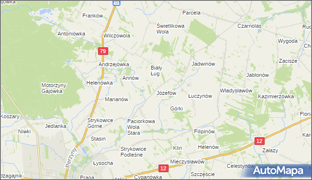 mapa Józefów gmina Zwoleń, Józefów gmina Zwoleń na mapie Targeo