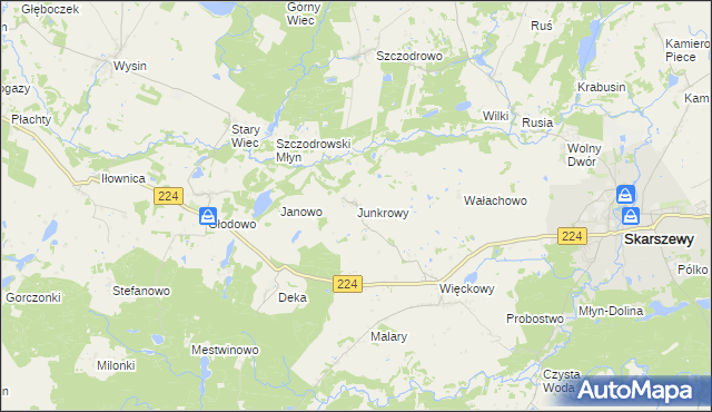 mapa Junkrowy, Junkrowy na mapie Targeo