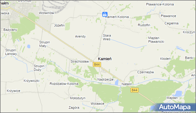 mapa Kamień powiat chełmski, Kamień powiat chełmski na mapie Targeo