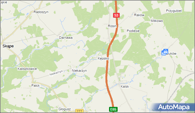 mapa Kępsko gmina Świebodzin, Kępsko gmina Świebodzin na mapie Targeo
