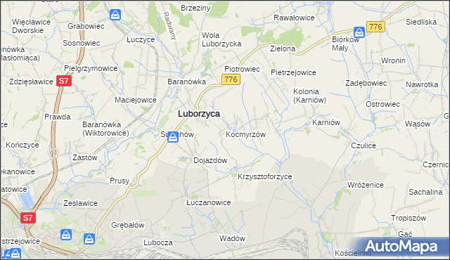 mapa Kocmyrzów, Kocmyrzów na mapie Targeo