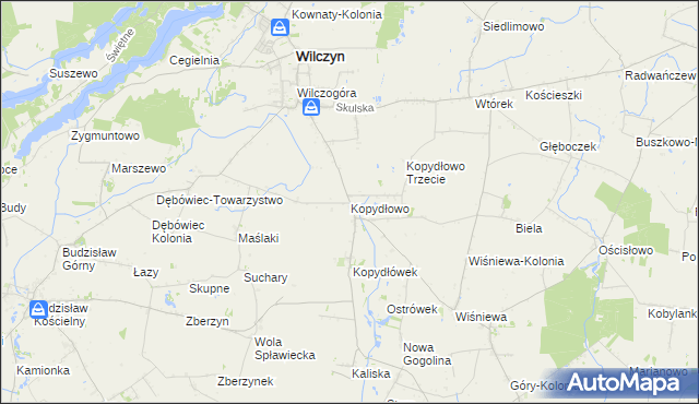 mapa Kopydłowo gmina Wilczyn, Kopydłowo gmina Wilczyn na mapie Targeo