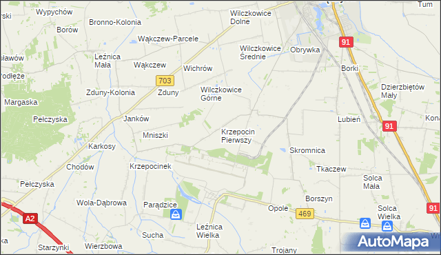 mapa Krzepocin Pierwszy, Krzepocin Pierwszy na mapie Targeo