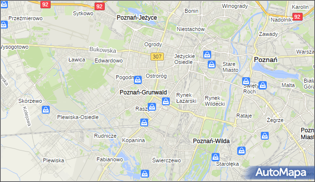 mapa Łazarz gmina Poznań, Łazarz gmina Poznań na mapie Targeo