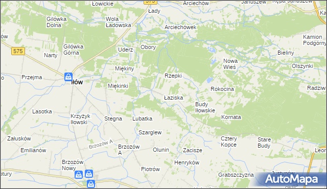 mapa Łaziska gmina Iłów, Łaziska gmina Iłów na mapie Targeo