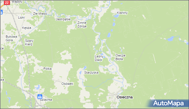 mapa Leśny Dwór gmina Osieczna, Leśny Dwór gmina Osieczna na mapie Targeo