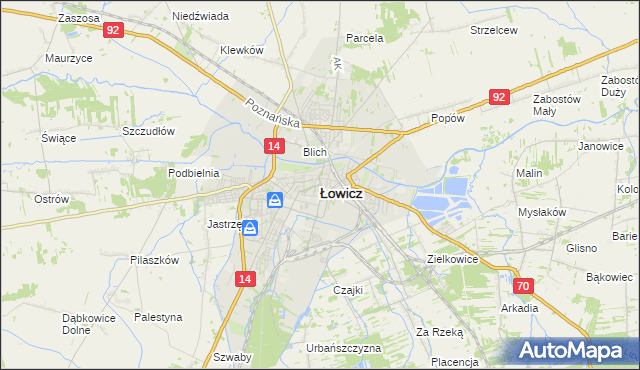 mapa Łowicza, Łowicz na mapie Targeo