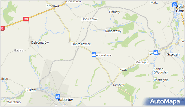 mapa Maciowakrze, Maciowakrze na mapie Targeo