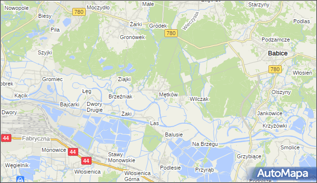 mapa Mętków, Mętków na mapie Targeo