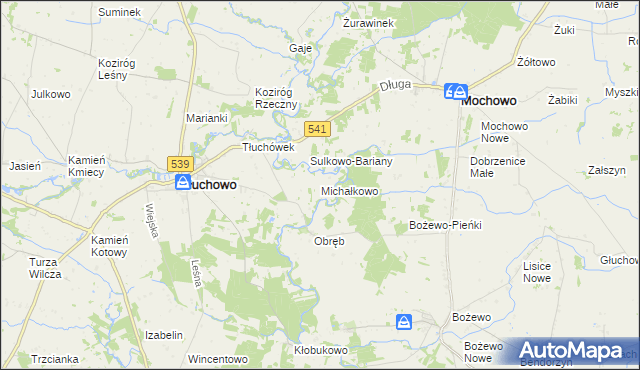 mapa Michałkowo gmina Tłuchowo, Michałkowo gmina Tłuchowo na mapie Targeo