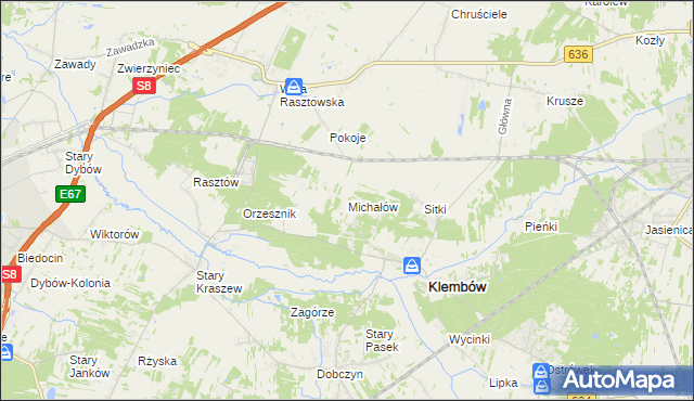 mapa Michałów gmina Klembów, Michałów gmina Klembów na mapie Targeo