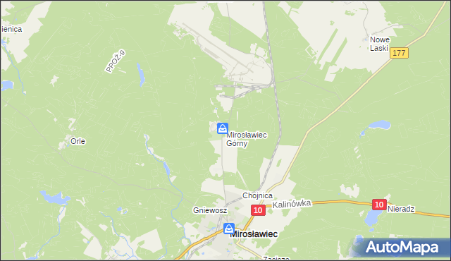mapa Mirosławiec Górny, Mirosławiec Górny na mapie Targeo