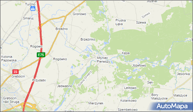 mapa Młyniec Pierwszy, Młyniec Pierwszy na mapie Targeo