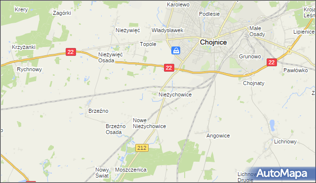 mapa Nieżychowice, Nieżychowice na mapie Targeo