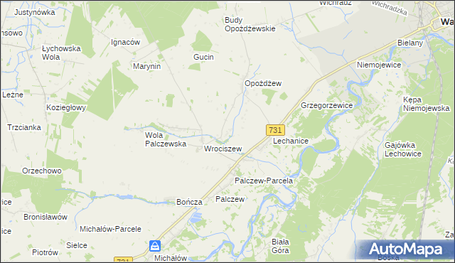 mapa Nowe Biskupice gmina Warka, Nowe Biskupice gmina Warka na mapie Targeo