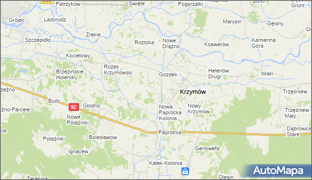 mapa Nowe Paprockie Holendry, Nowe Paprockie Holendry na mapie Targeo