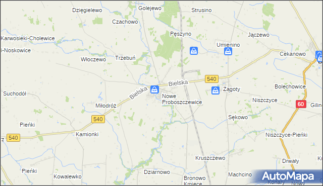mapa Nowe Proboszczewice, Nowe Proboszczewice na mapie Targeo