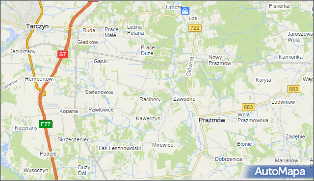 mapa Nowe Racibory gmina Tarczyn, Nowe Racibory gmina Tarczyn na mapie Targeo