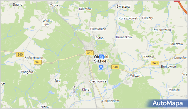 mapa Oborniki Śląskie, Oborniki Śląskie na mapie Targeo