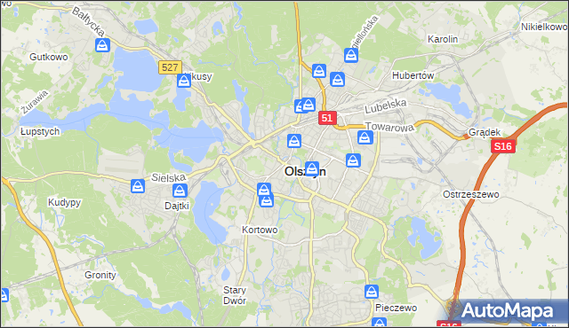 mapa Olsztyna, Olsztyn na mapie Targeo