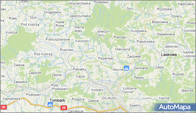 mapa Pasierbiec, Pasierbiec na mapie Targeo