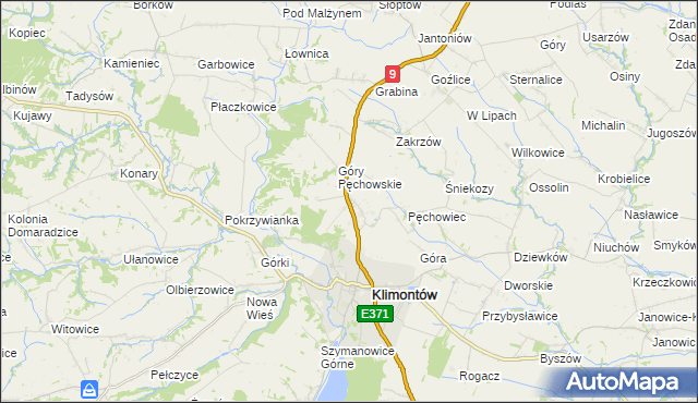 mapa Pęchów, Pęchów na mapie Targeo