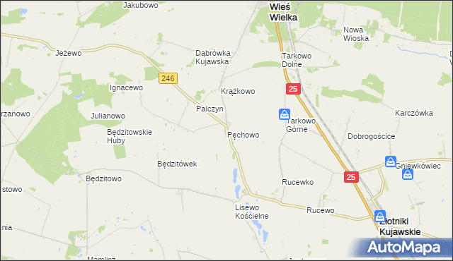 mapa Pęchowo, Pęchowo na mapie Targeo